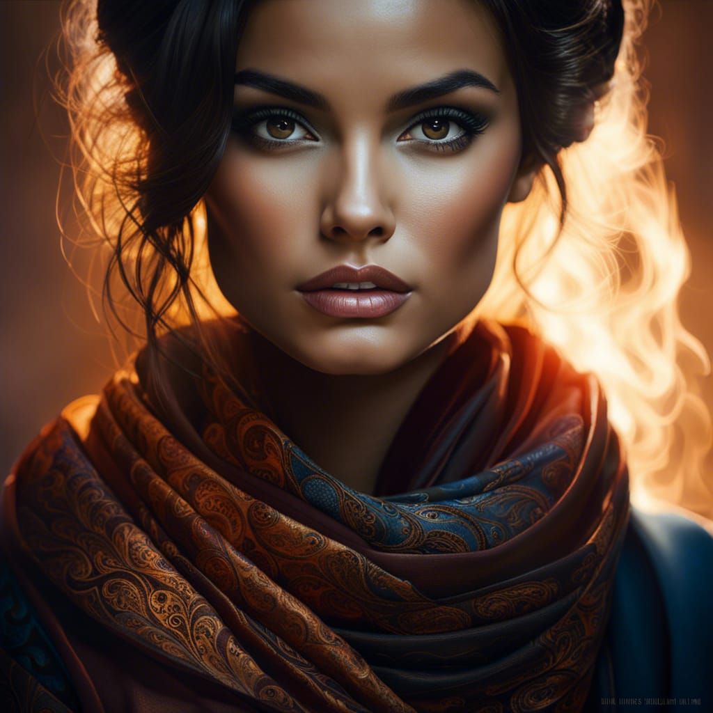 Gorgeous Woman Portrait in Photogravure Style