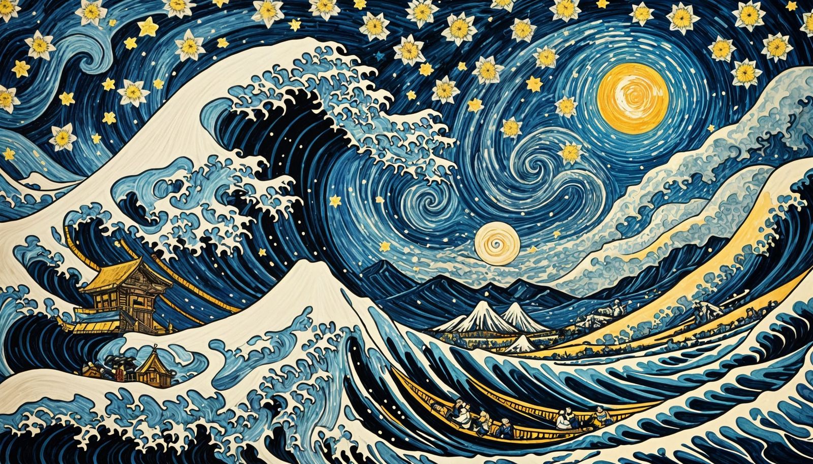 Surreal Impasto Dreamscape under Starry Skies