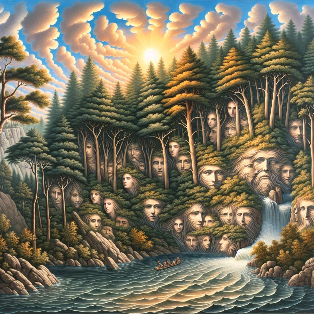 Trompe-l'oeil Landscape with Hidden Faces