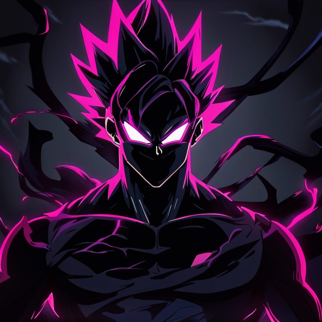 Evil Symbiote Goku Black with Glowing Eyes