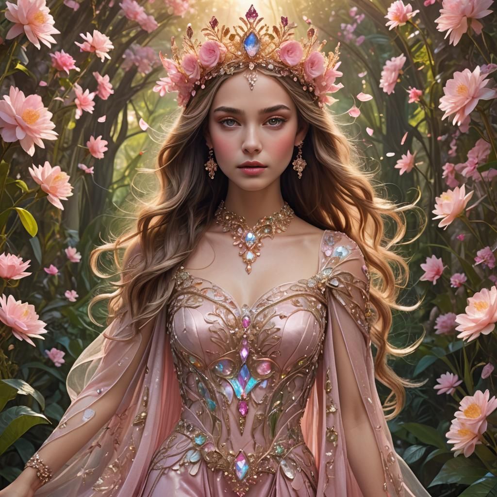 Ethereal Pink Princess in Mystical Realm