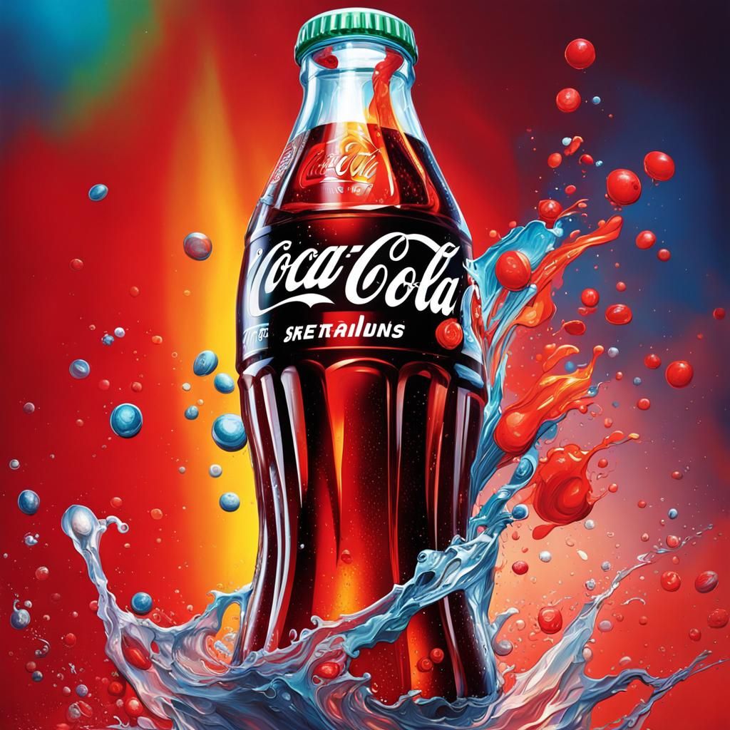 Hyperrealistic Coca Cola Splash Art