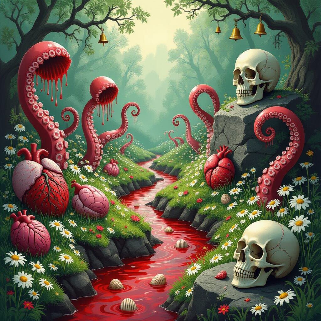 Eerie Fairy Tale Garden in Junji Ito Style