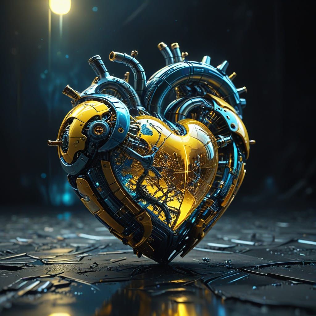 Futuristic Mechanical Heart: Sci-Fi Fractal Art