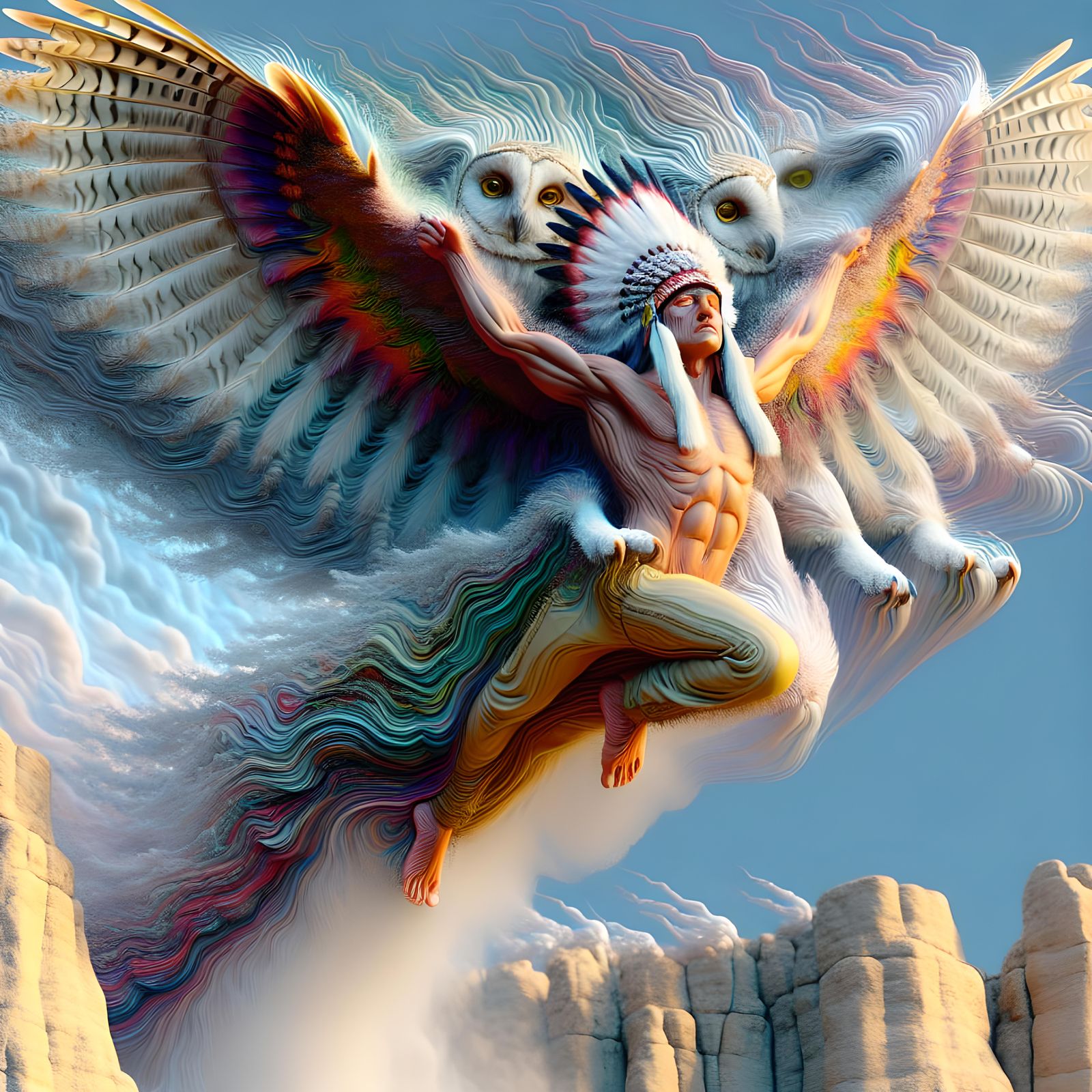 Native American Man's Mystical Owl Transformation