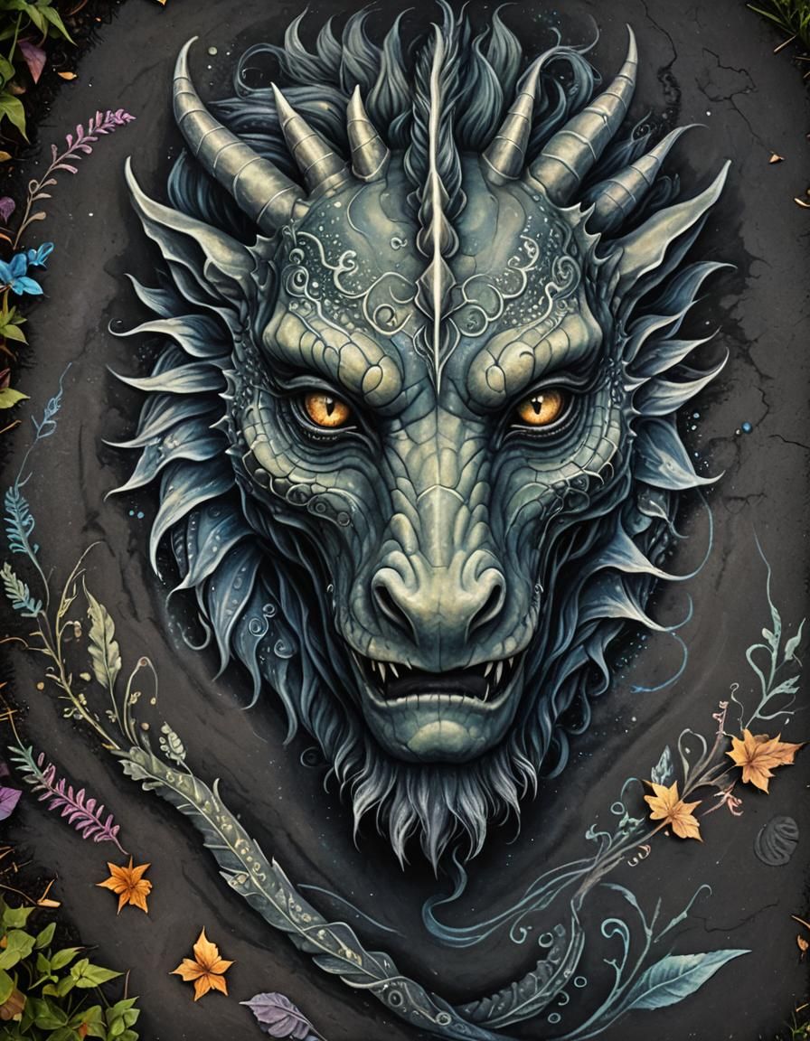 Chalk Art: Dragon-Seahorse Dreamscape in Park