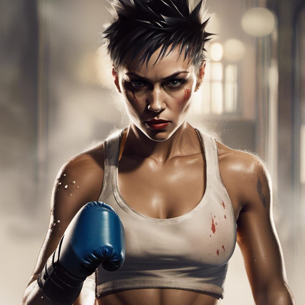Fierce Female Fighter in Underground Fight Club