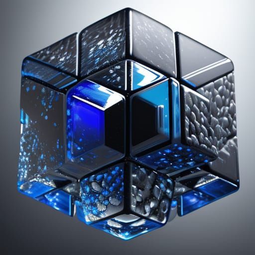 Vibrant Cubes in Mid-Air, Hyperrealistic Splash Art