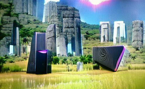 Monolith in Scenic Landscape: AI Interpretation