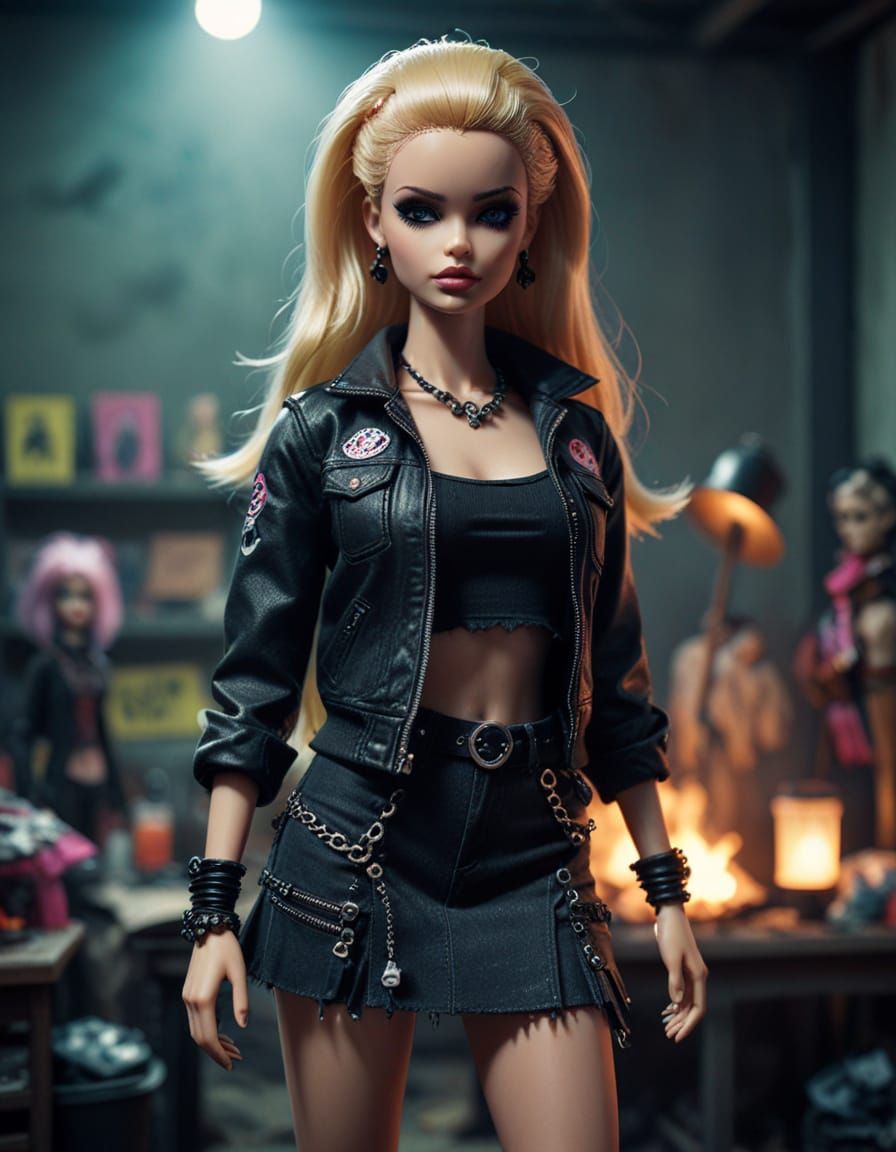 Gothic Punk Barbie in Cinematic Splendor