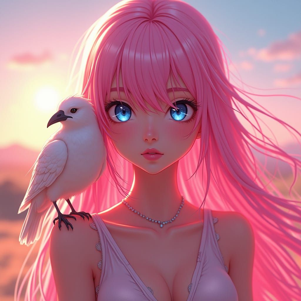 Determined Desert Goddess in Vibrant Anime Style