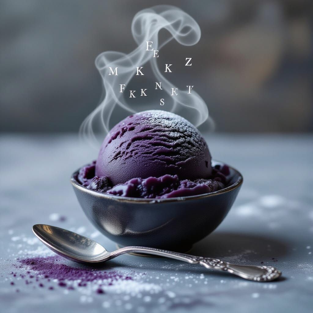 Velvet Black Sorbet of Forgetting in Surrealist Style