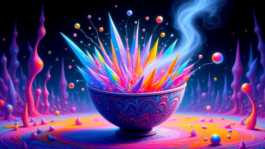 Psychedelic Crystal World Forms Inside a Cup