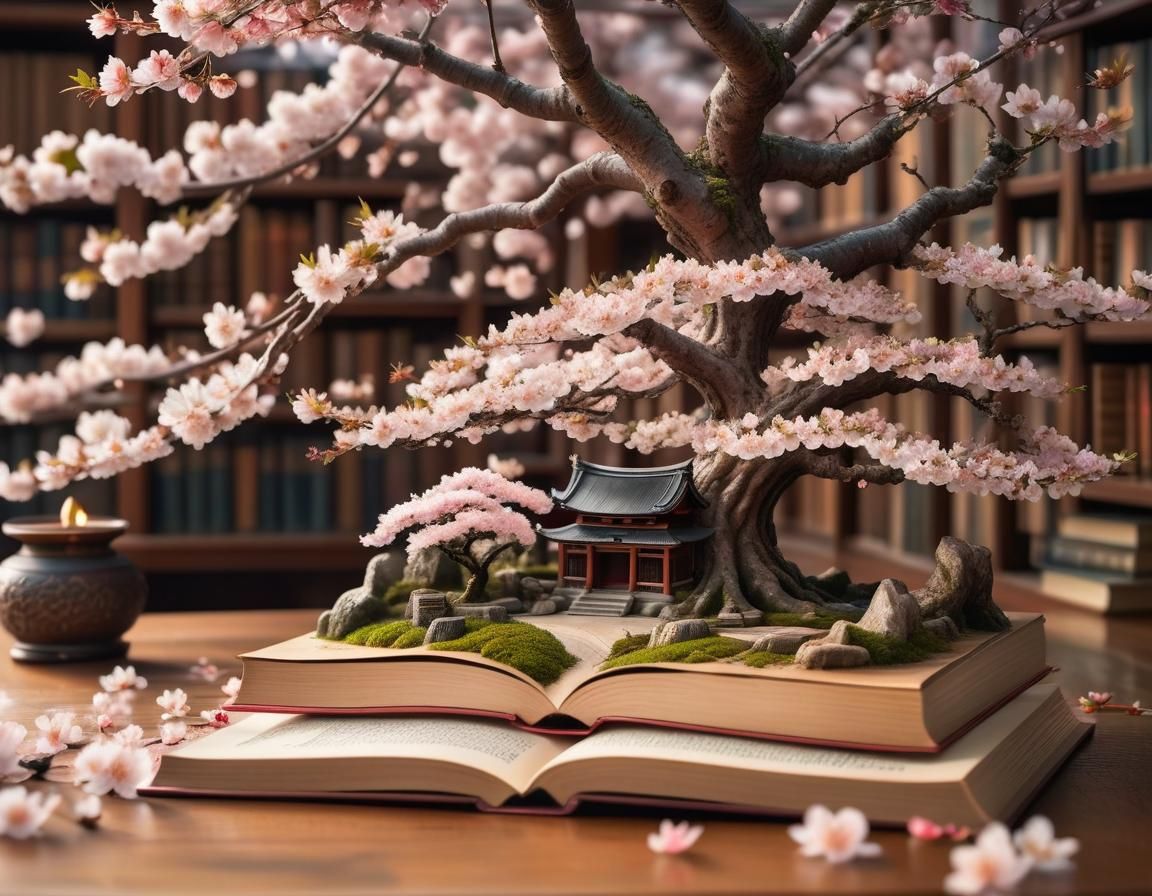 Japanese Shrine and Cherry Blossom Popup Book