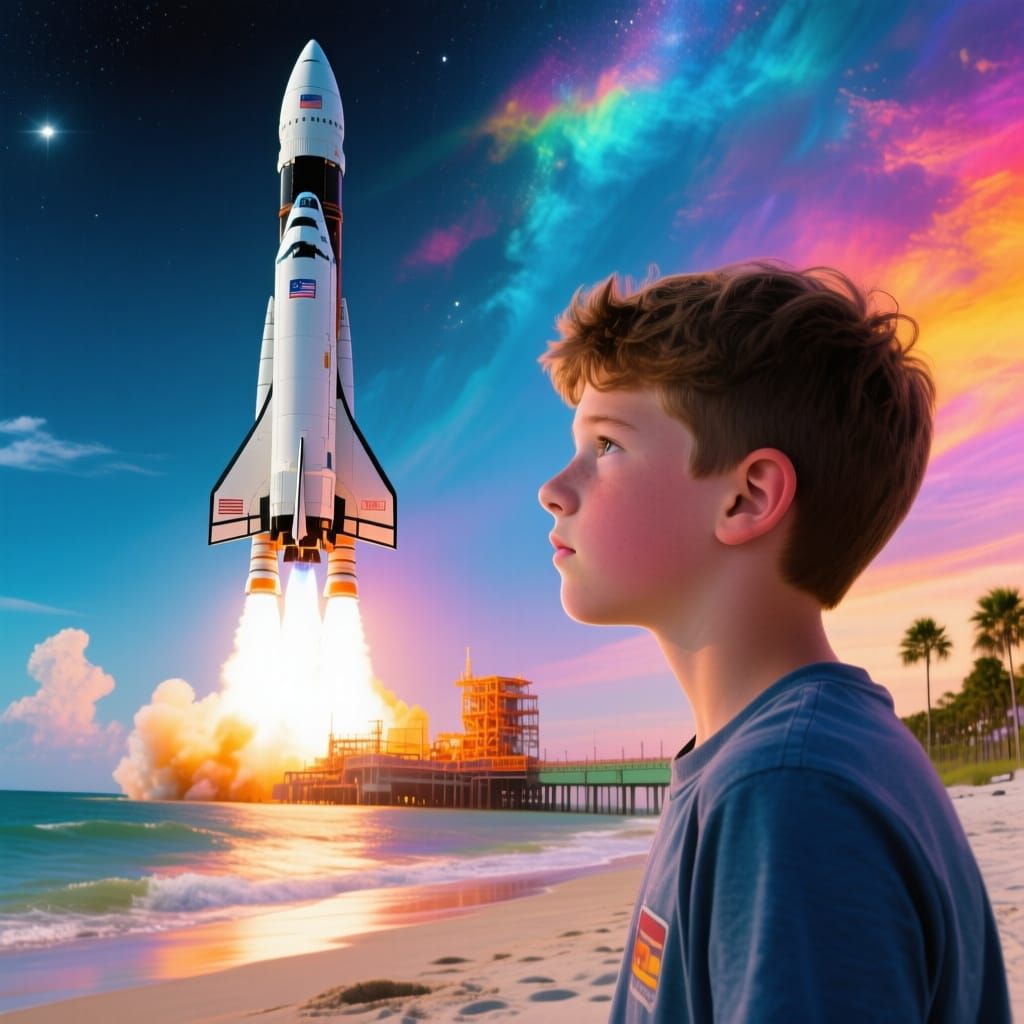 Teen Dreams of Space Launch Hyperrealism
