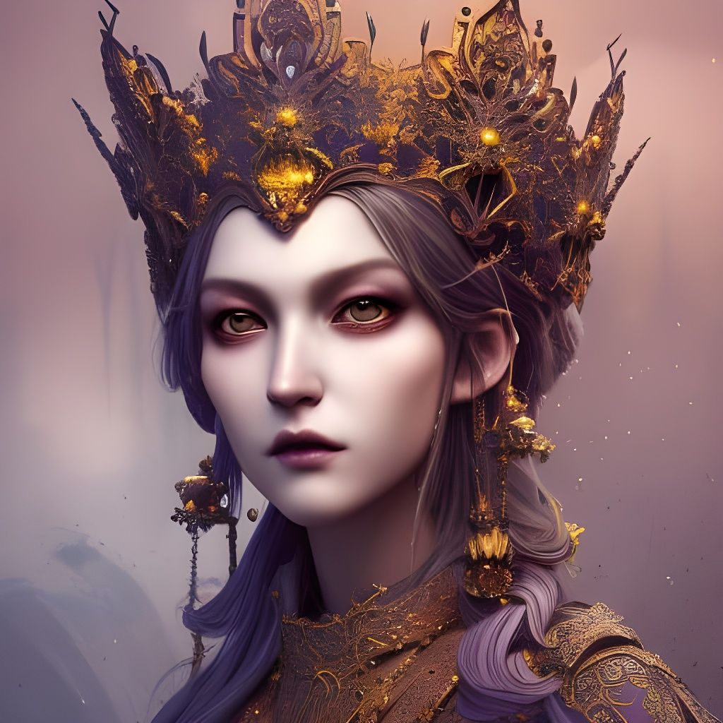 Gothic Fairytale Queen in Detailed Armor