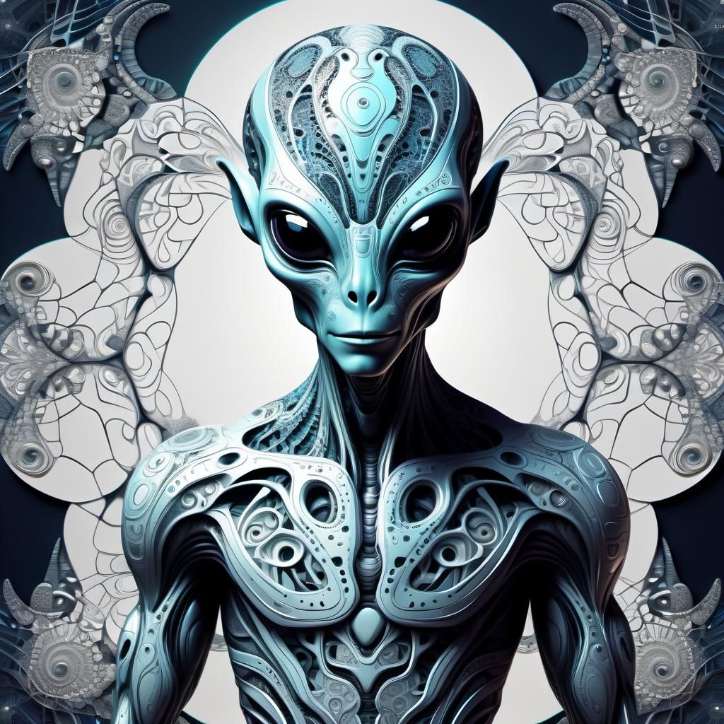 Whimsical Alien Creature in Abstract Fractal Style