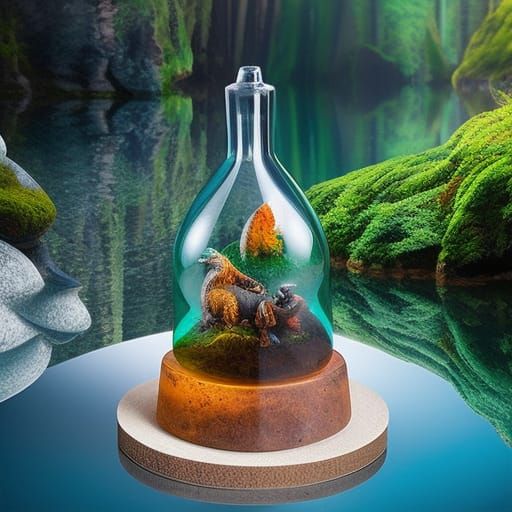 Mythical Sculptures in Glass Bottle, Anime Key Visual