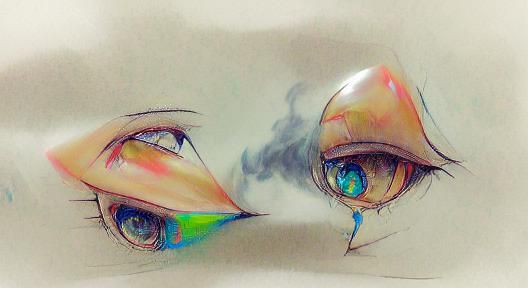 Sketch Art Crying Eye with Teardrop