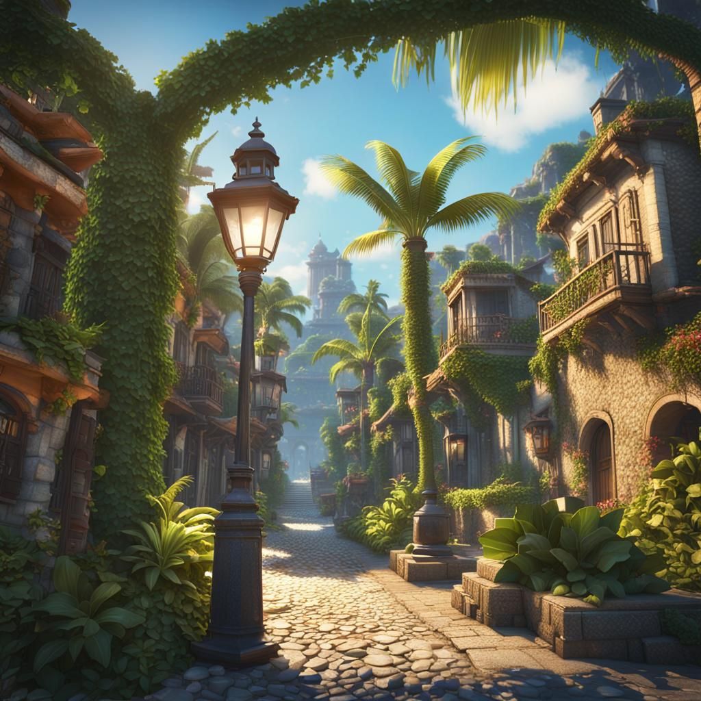 Tropical Island City in Cinematic 3D Render