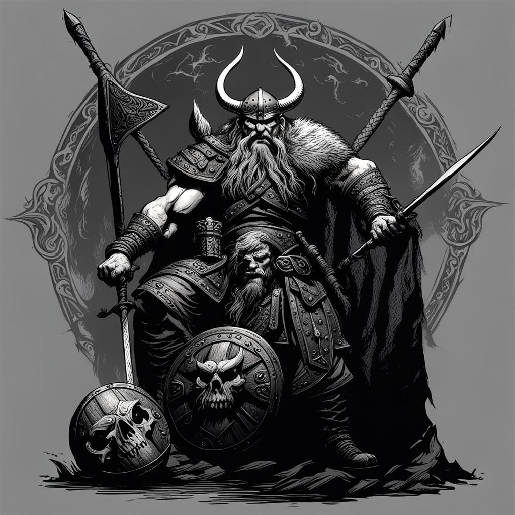 Sinister Viking Warrior in Nordic Valhalla