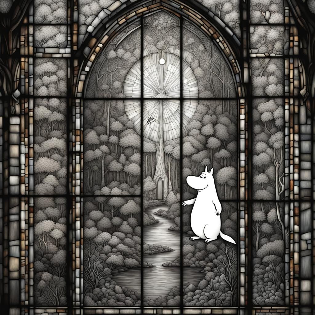 Moomin in Stained Glass Style
