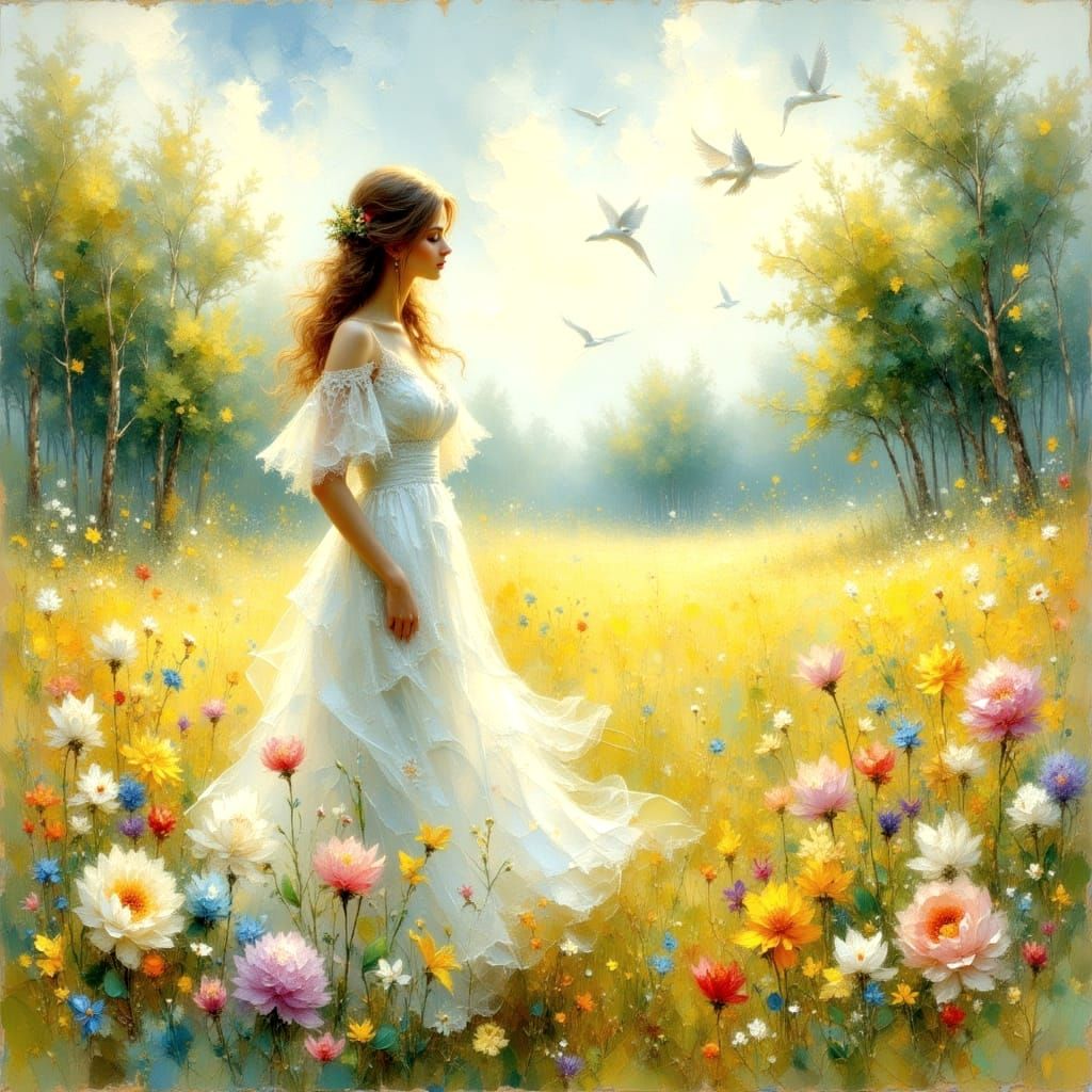 Impressionistic Summer Day Painting with Textured Brushwork