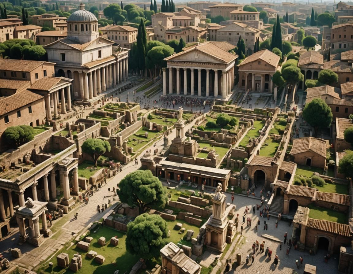 Vibrant Ancient Roman Forum Market Scene