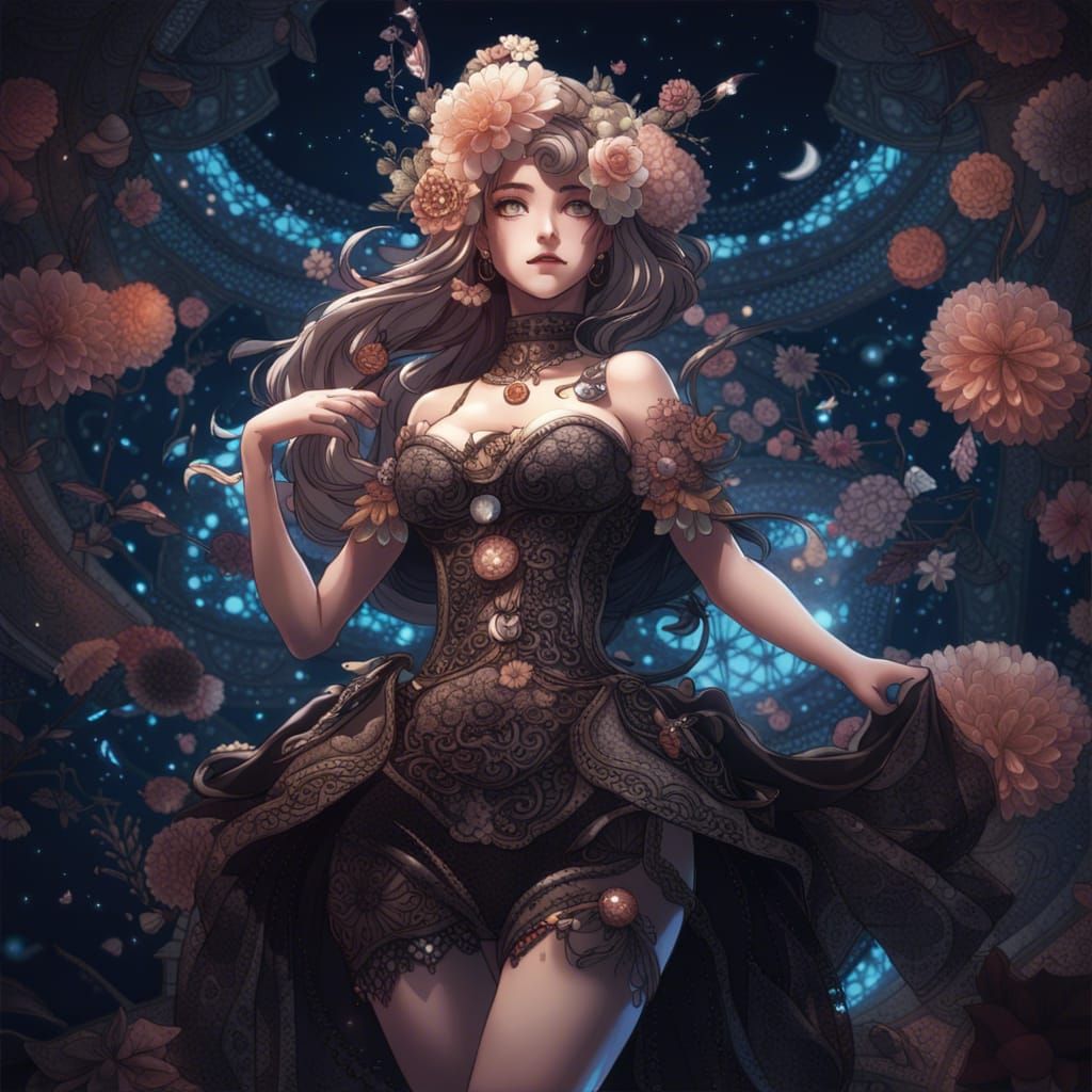 Scorpion Goddess in Elaborate Fairycore Digital Art