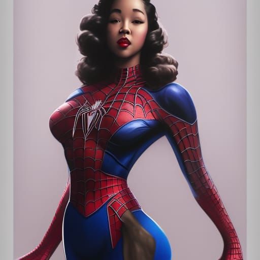 Hourglass Superhero Pinup in Pre-Raphaelite Style