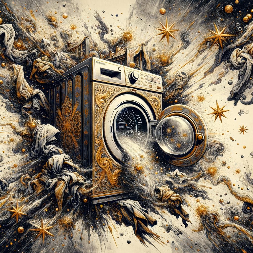 Fantasy Double Exposure: Washing Machine Triumphs Over Laund...