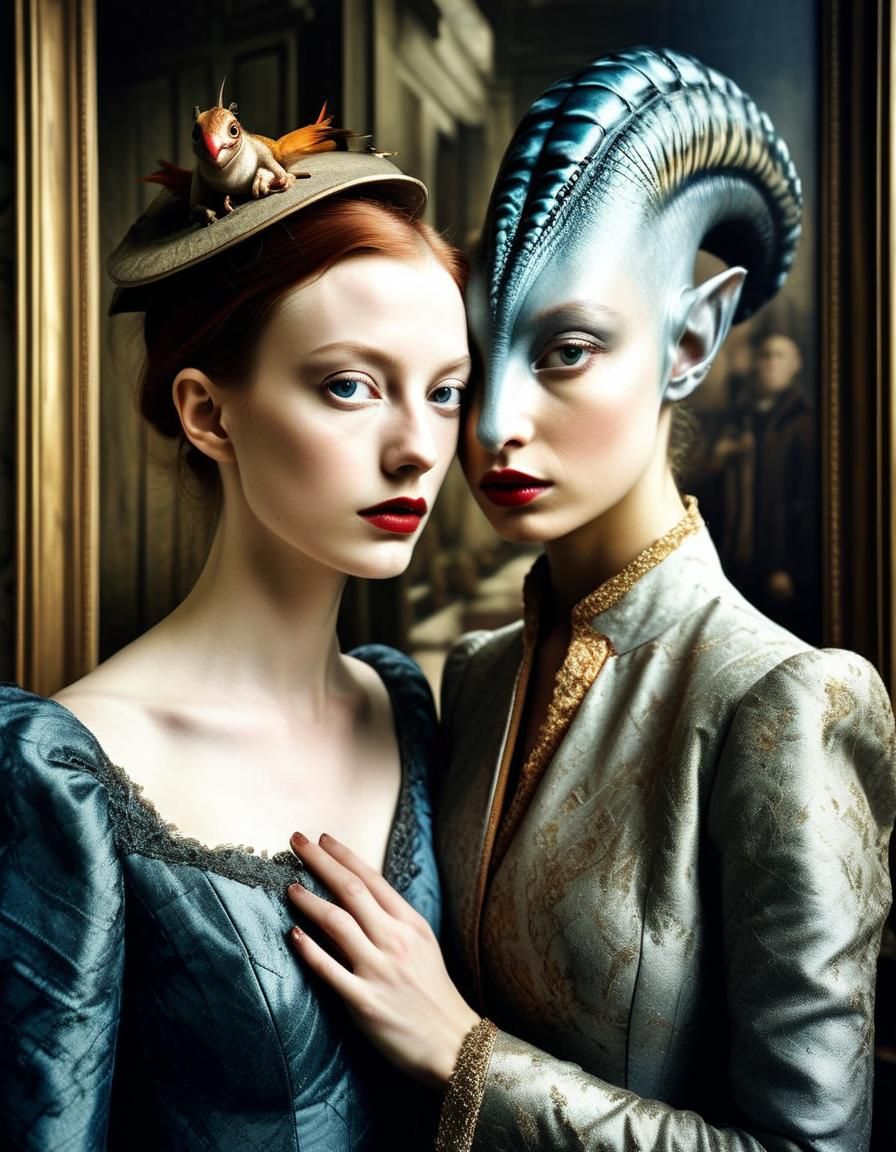 Hyperrealistic Photo of Aliens and Humans in City Home