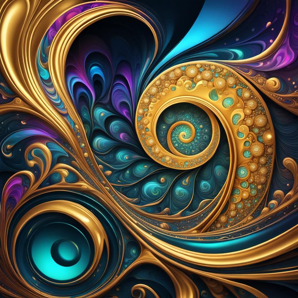 Glittering Gold Fluid Abstract Vector Art