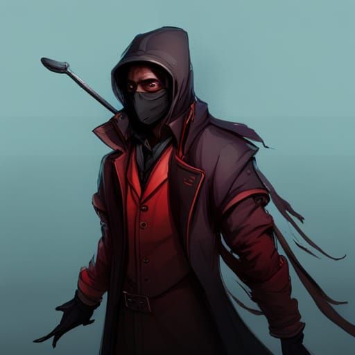 Intricate Shady Character in Black and Red