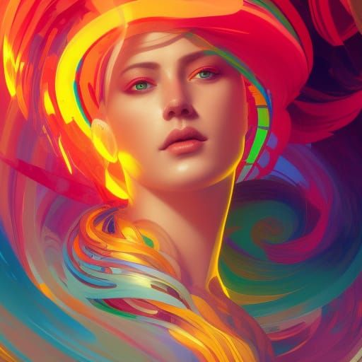 Rainbow Swirl in Detailed Digital Art Style