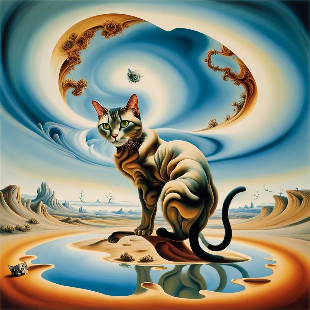 Surreal Landscape with Elastic Flora and Floating Ogres