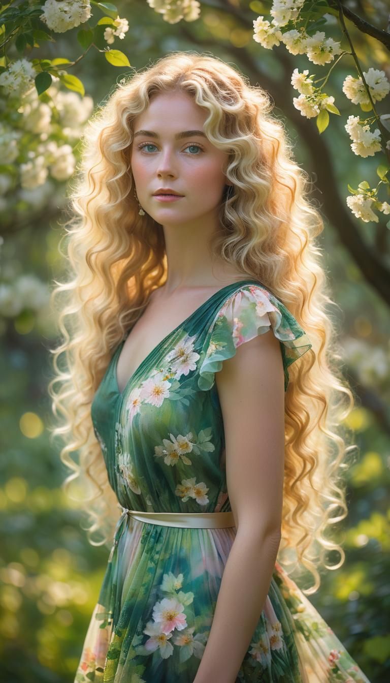 Impressionist Portrait of Woman with Green Eyes