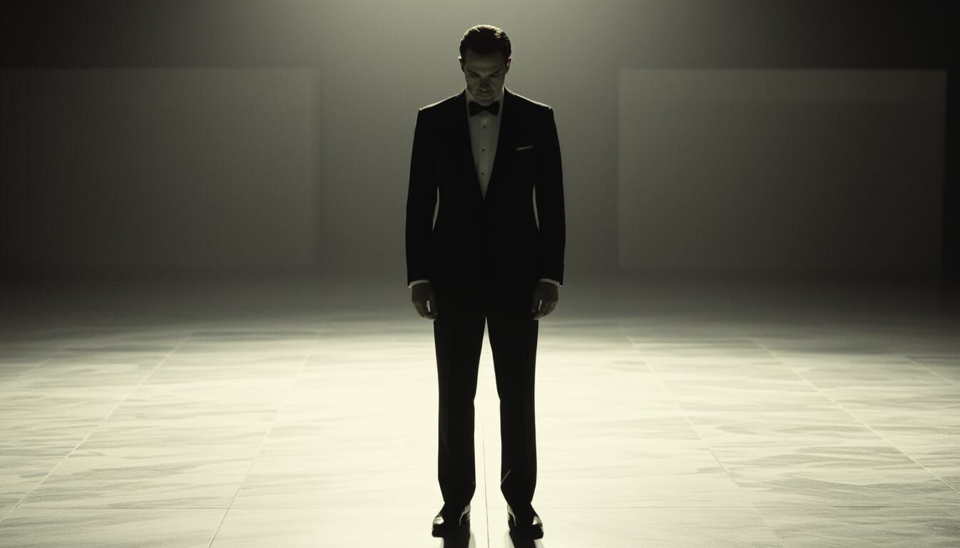 Man in Formal Wear Expressing Insecurity