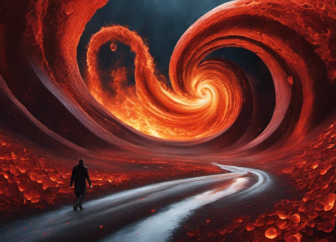 Surreal Galaxy Road in Alcohol Ink Style