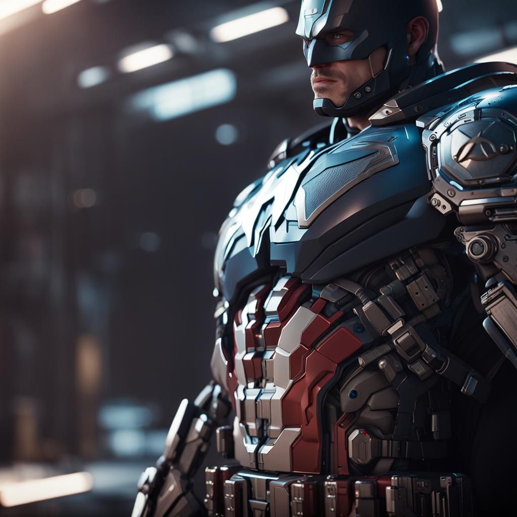 Cyberpunk Captain America with Batman Logo, Detailed Sci-Fi ...