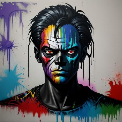 Shadow Figure in Graffiti Street Art Style