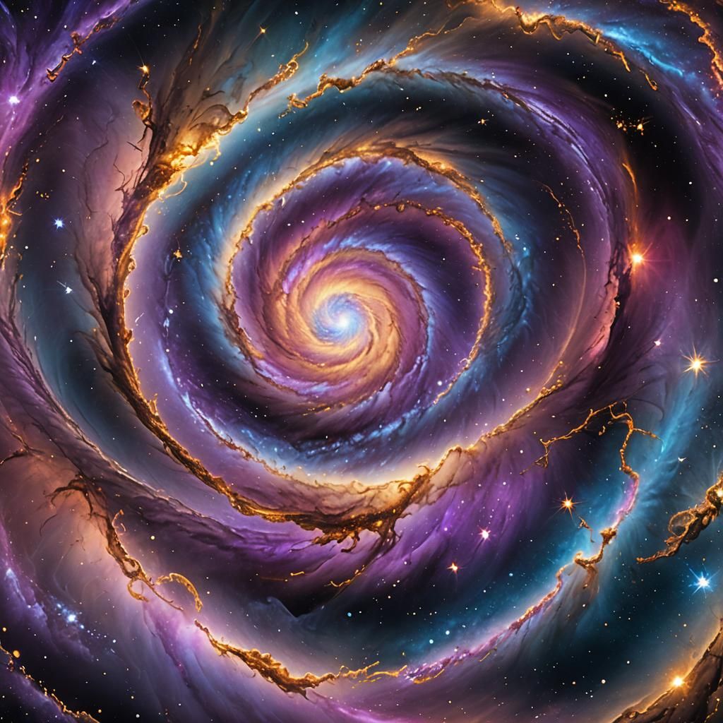 Vibrant Galaxy Swirls in Cosmic Celestial Art