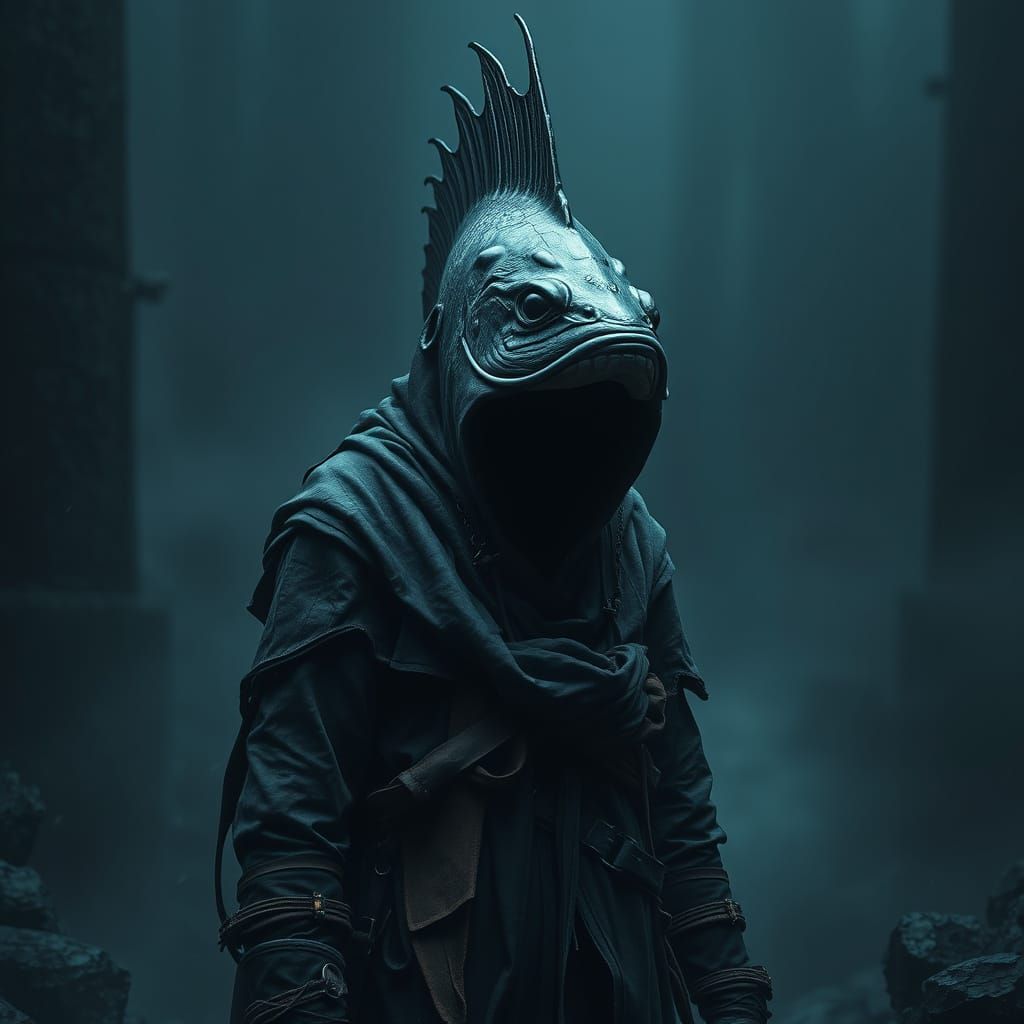 Dark Fantasy Figure in a Surreal World