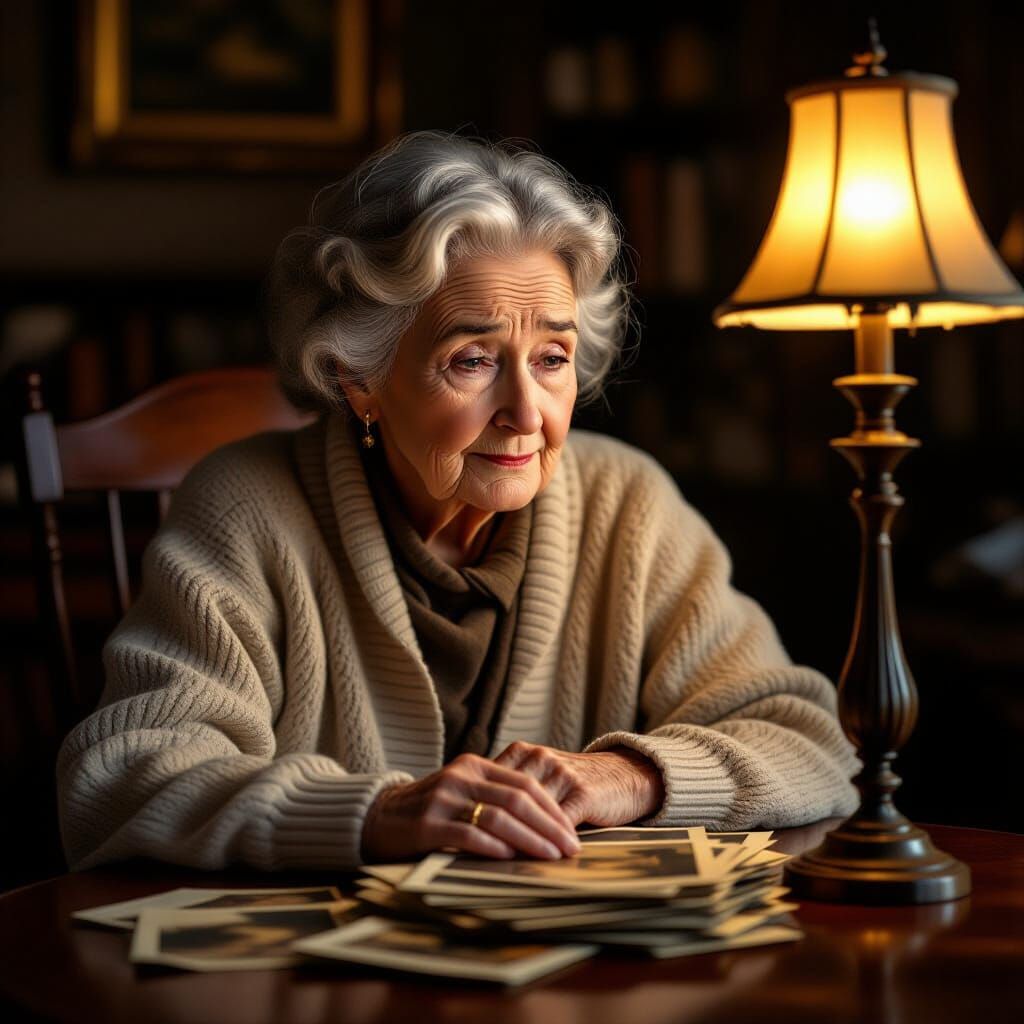 Elderly Woman Reflects on Cherished Memories