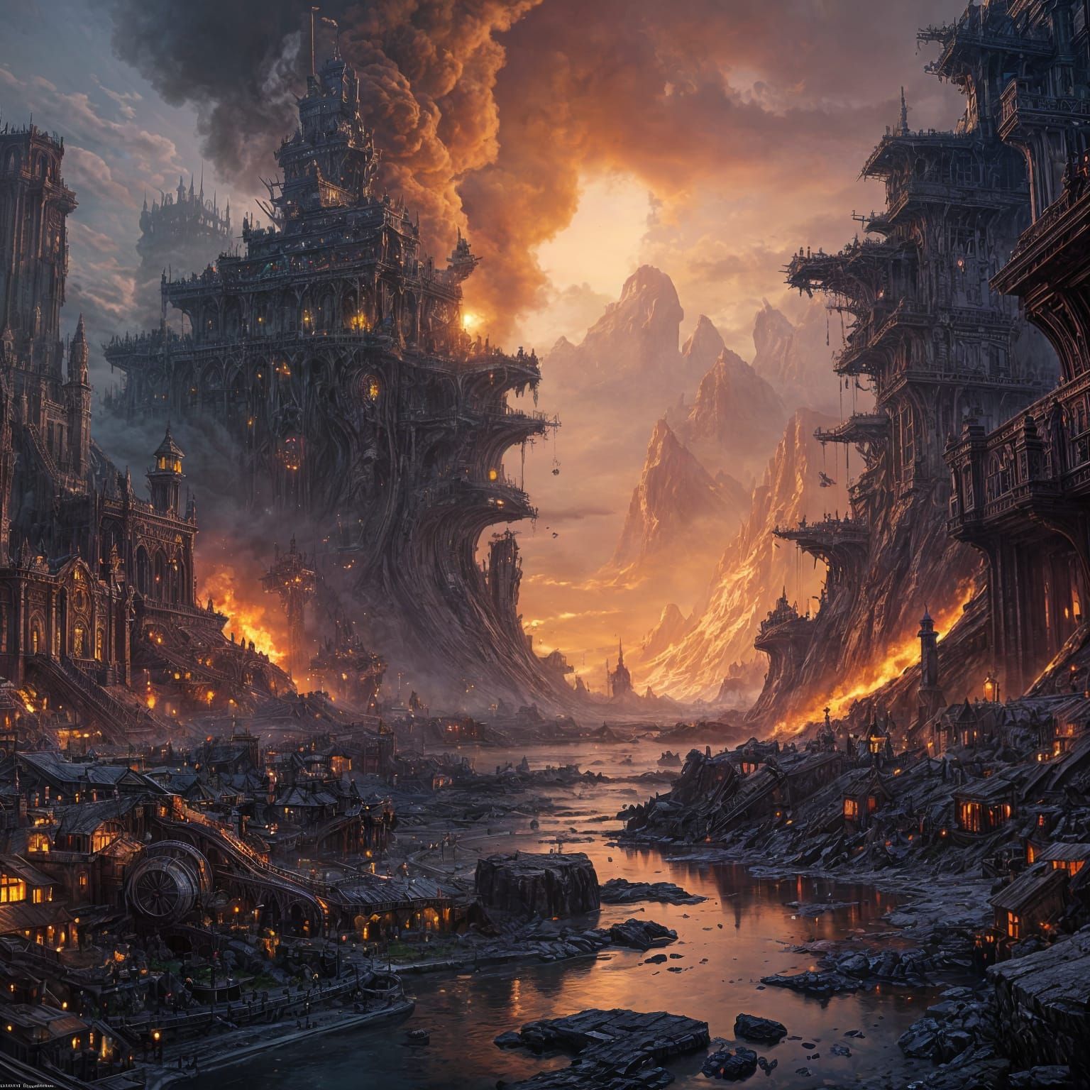Epic Fantasy Disaster Unfolds in Vast, Detailed Landscape