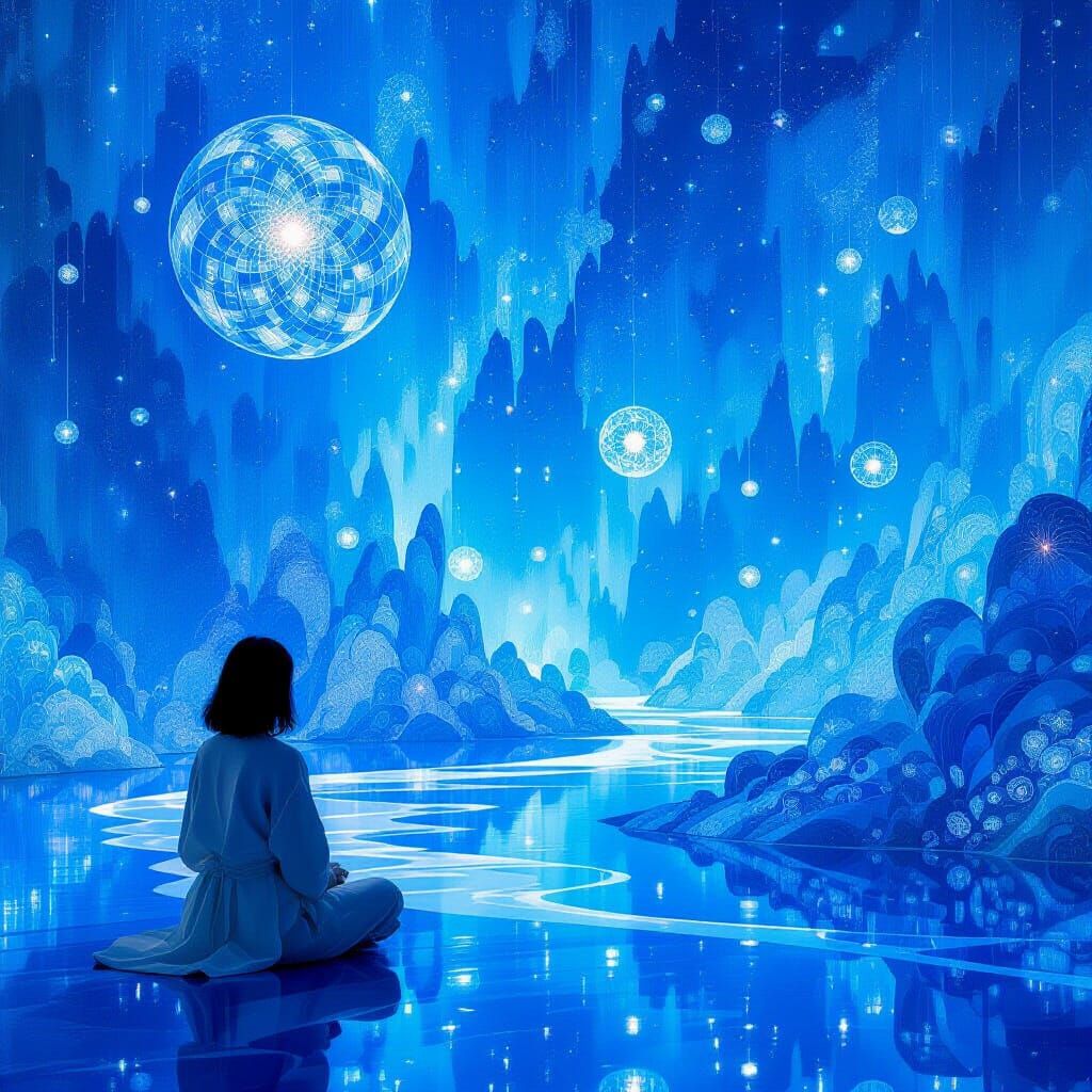 Ethereal Dreamscape with Abstract Forms in Digital Art Style