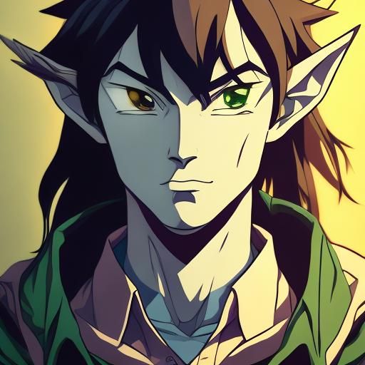 Intense Elf Portrait in Anime Style