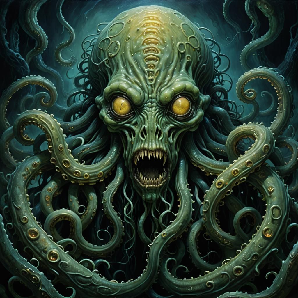 Lovecraftian Horror: Yogg-Saron in Dark Chamber