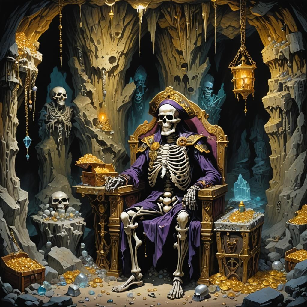 Pirate Skeleton King on Jeweled Throne
