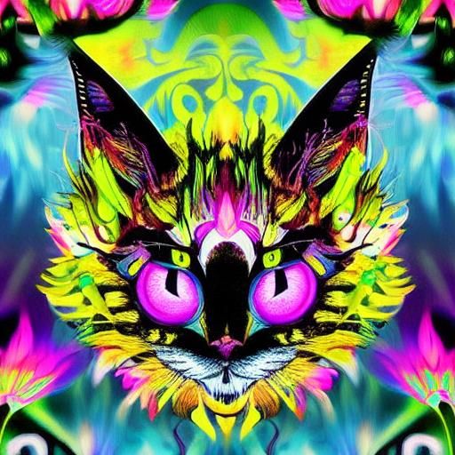 Psychedelic Cheshire Cat Blacklight Poster Art